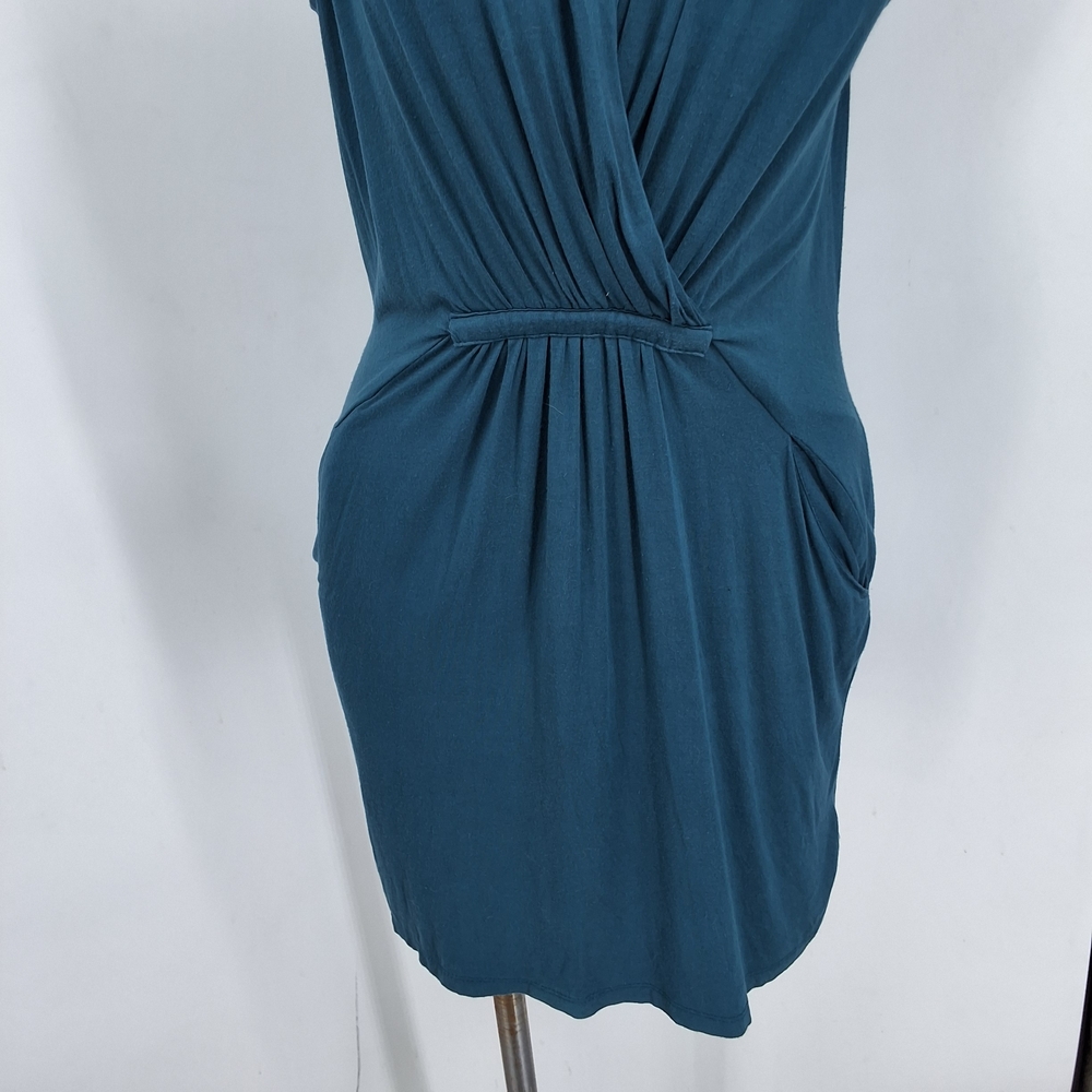 Costa Blanca Small Teal Draped Sleeveless Dress - Picture 3 of 6